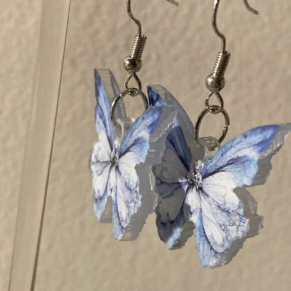Drop Earrings butterfly  acrylic - Picture 2 of 5